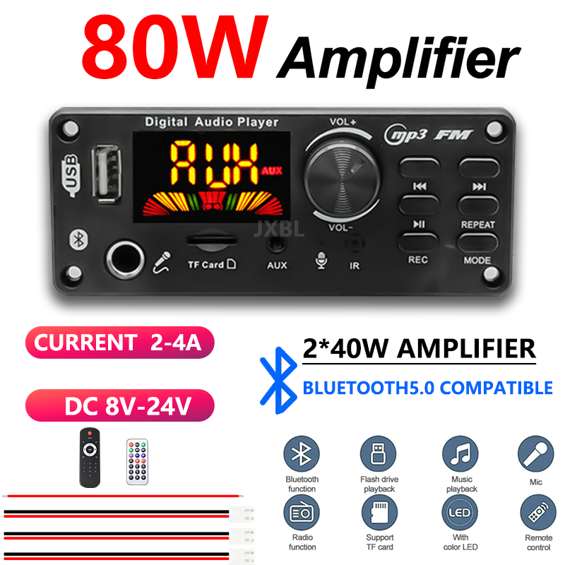 Audio Music Mp3 - 80W 블루투스 5.0 MP3 디코더 보드